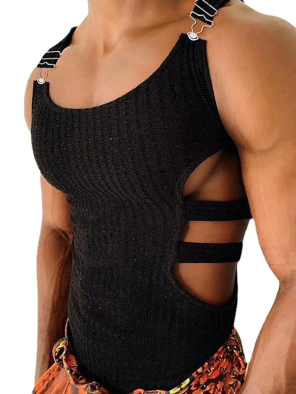 Men's Full Size Side Cutout Round Neck Tank Plus Size, image 3