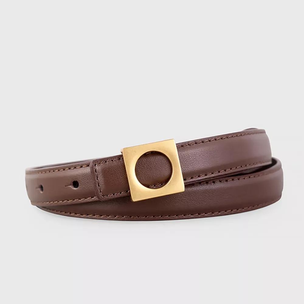 Square Buckle Skinny Leather Belt, image 10
