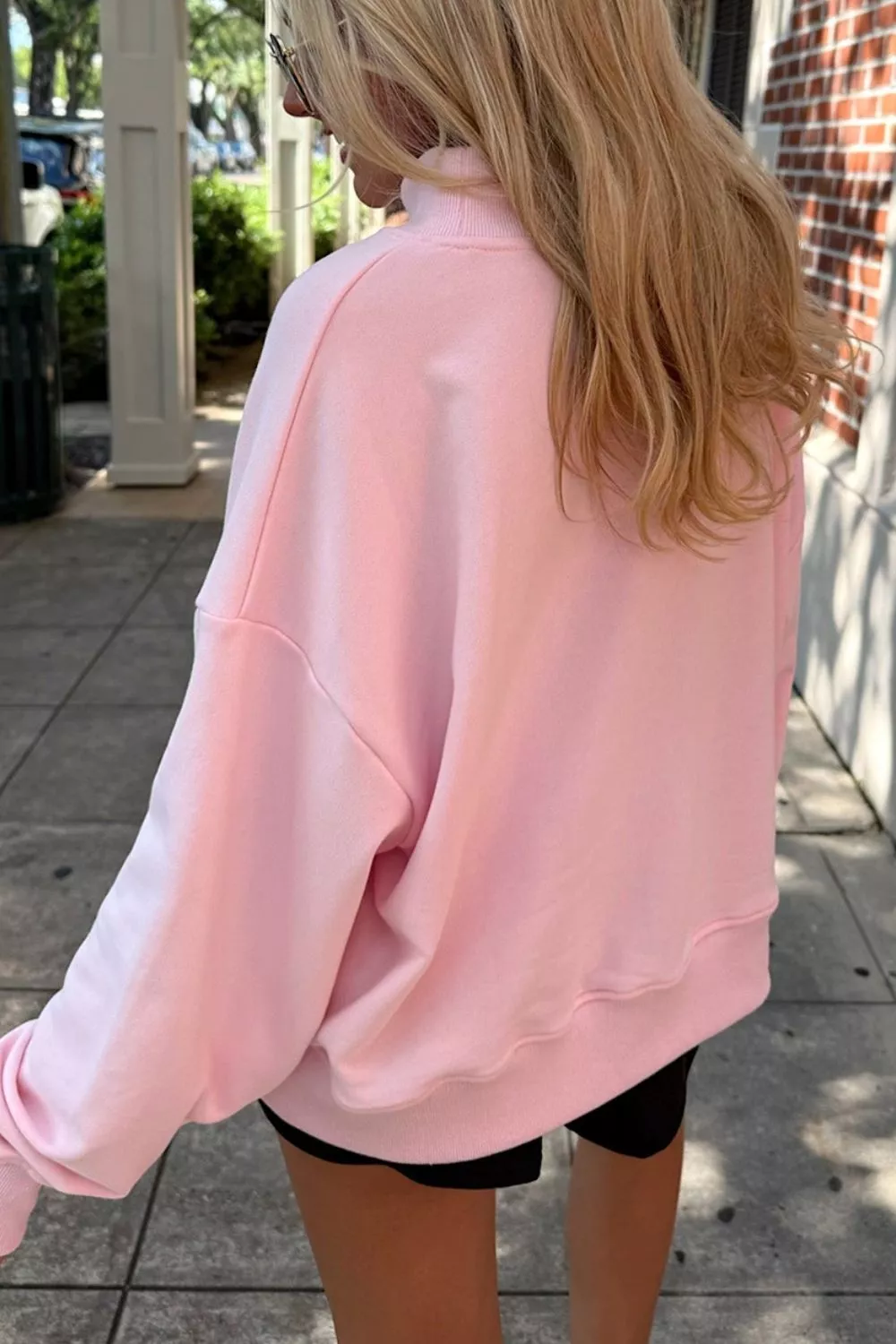 Embroidered Long Sleeve Stand Neck Shift Pullover Sweatshirt, image 5