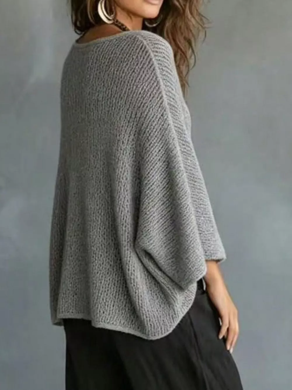 V-Neck Batwing Sleeve Sweater, image 6