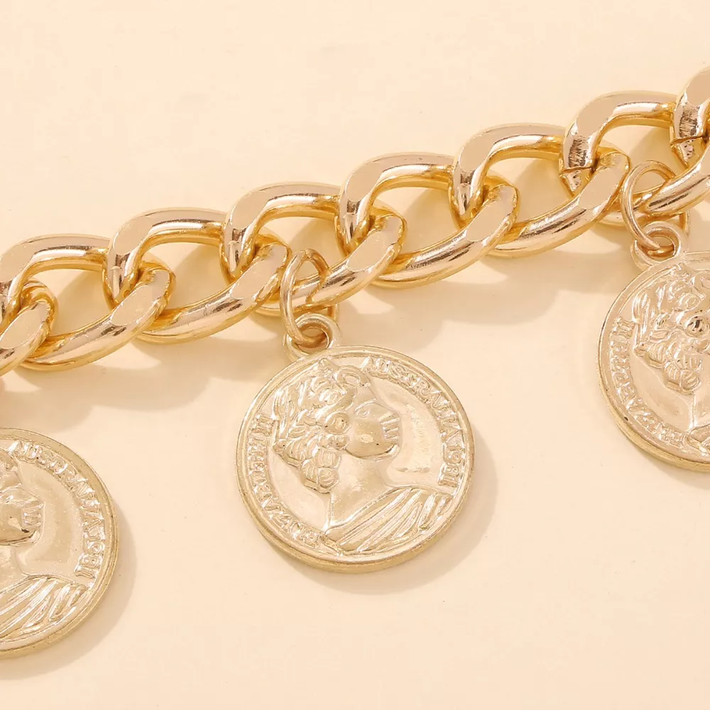 18K Gold-Plated Coin Charm Bracelet, image 7