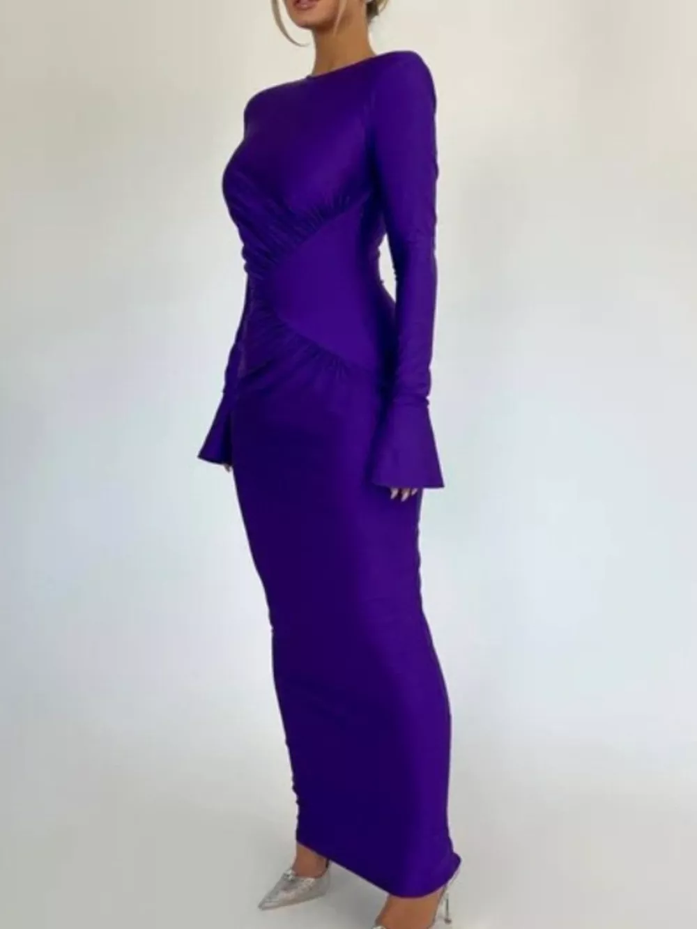 Ruched Long Sleeve Bodycon Maxi Dress, image 18