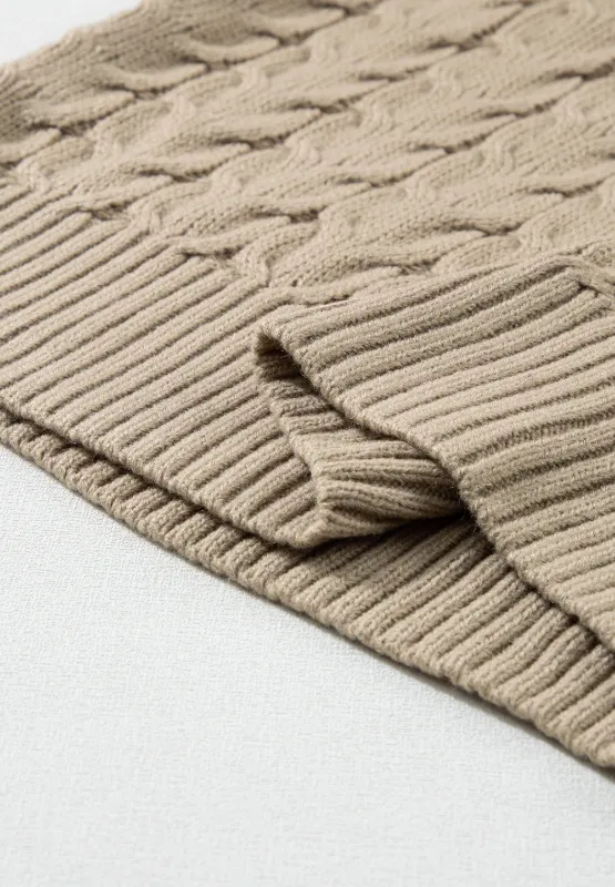 Cable Knit Turtleneck Short Sleeve Sweater, image 16