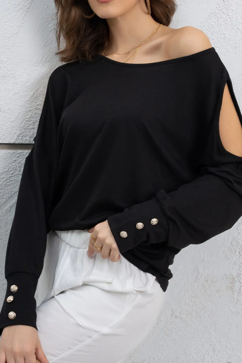 Cutout Round Neck Long Sleeve Top, image 11