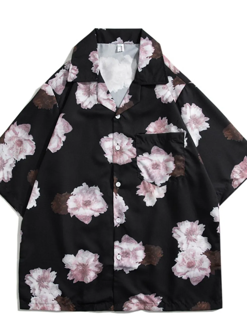 Men's Plus Size Floral Print Casual Button-Up Shirt