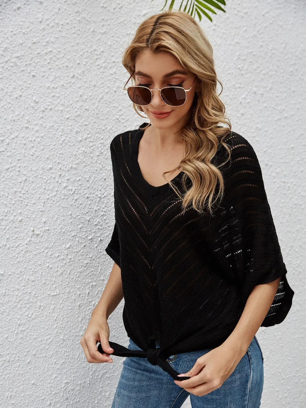 Openwork Batwing Sleeve Cover-Up, image 5