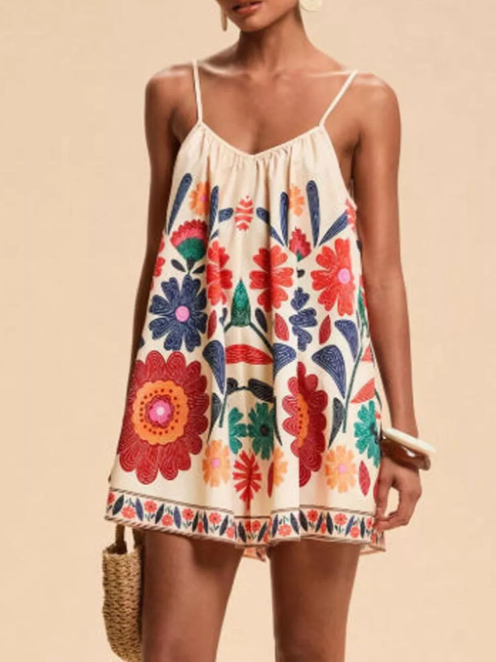 Floral Print Spaghetti Strap Romper, image 5