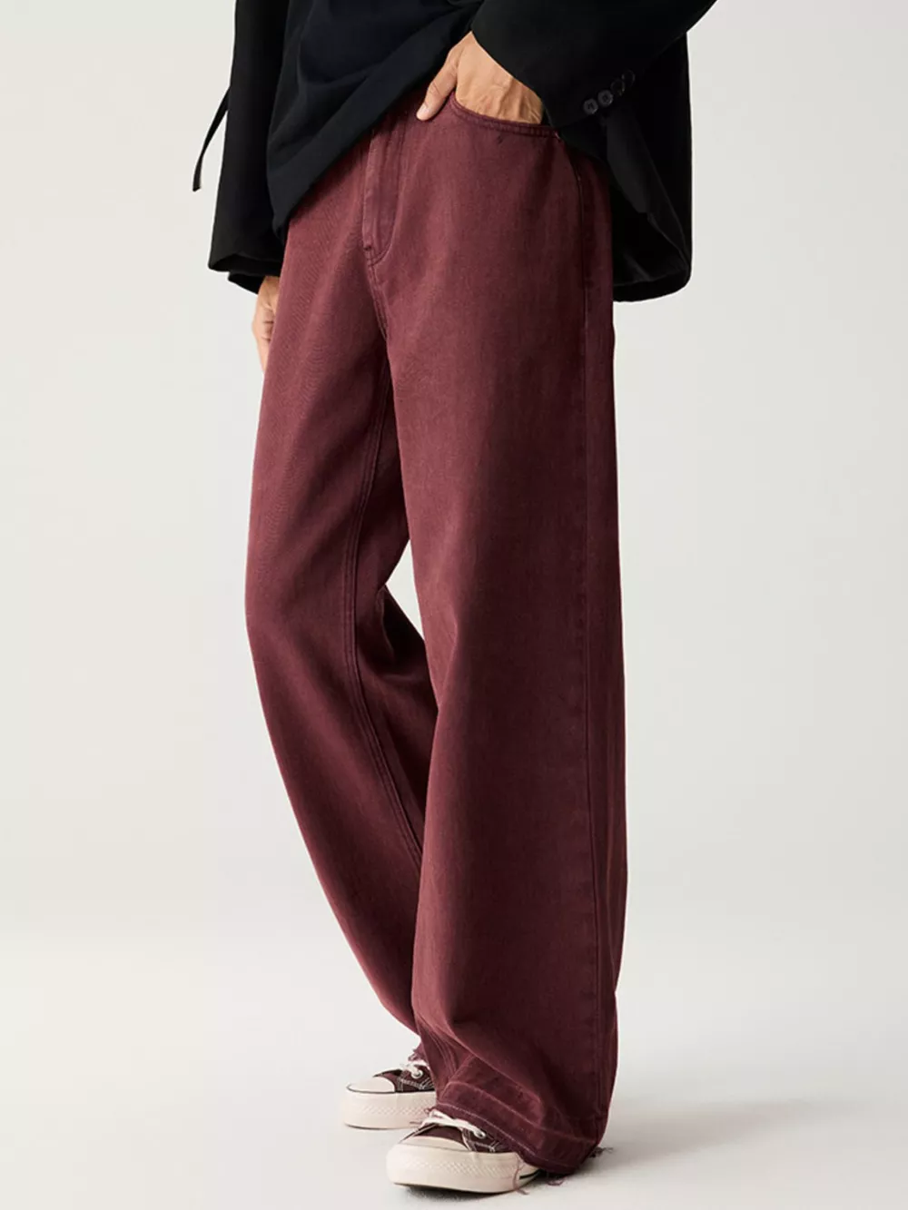 Men's Wash Relaxed Fit Wide Leg Jeans, image 11