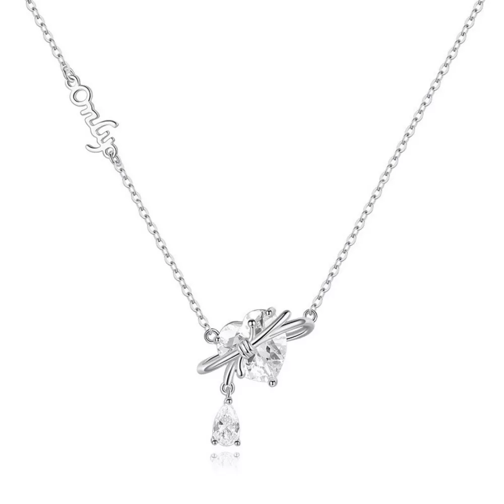 925 Sterling Silver Zircon Heart Necklace, image 6