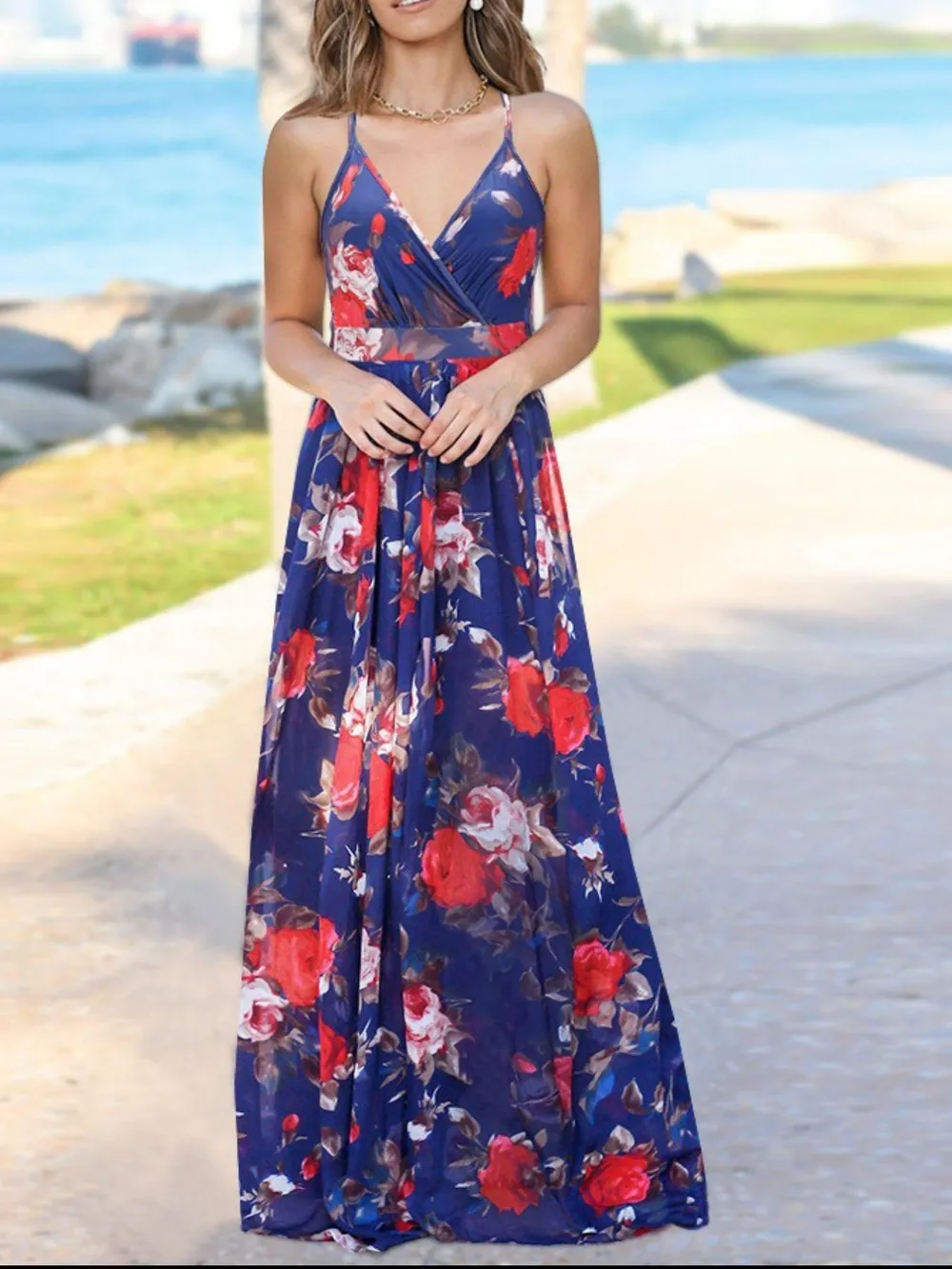 Floral Print Spaghetti Strap Maxi Dress, image 4