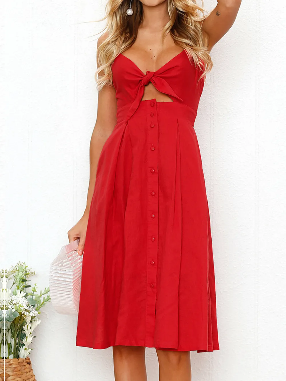 Cutout Smocked Sweetheart Neck Cami Dress, image 17