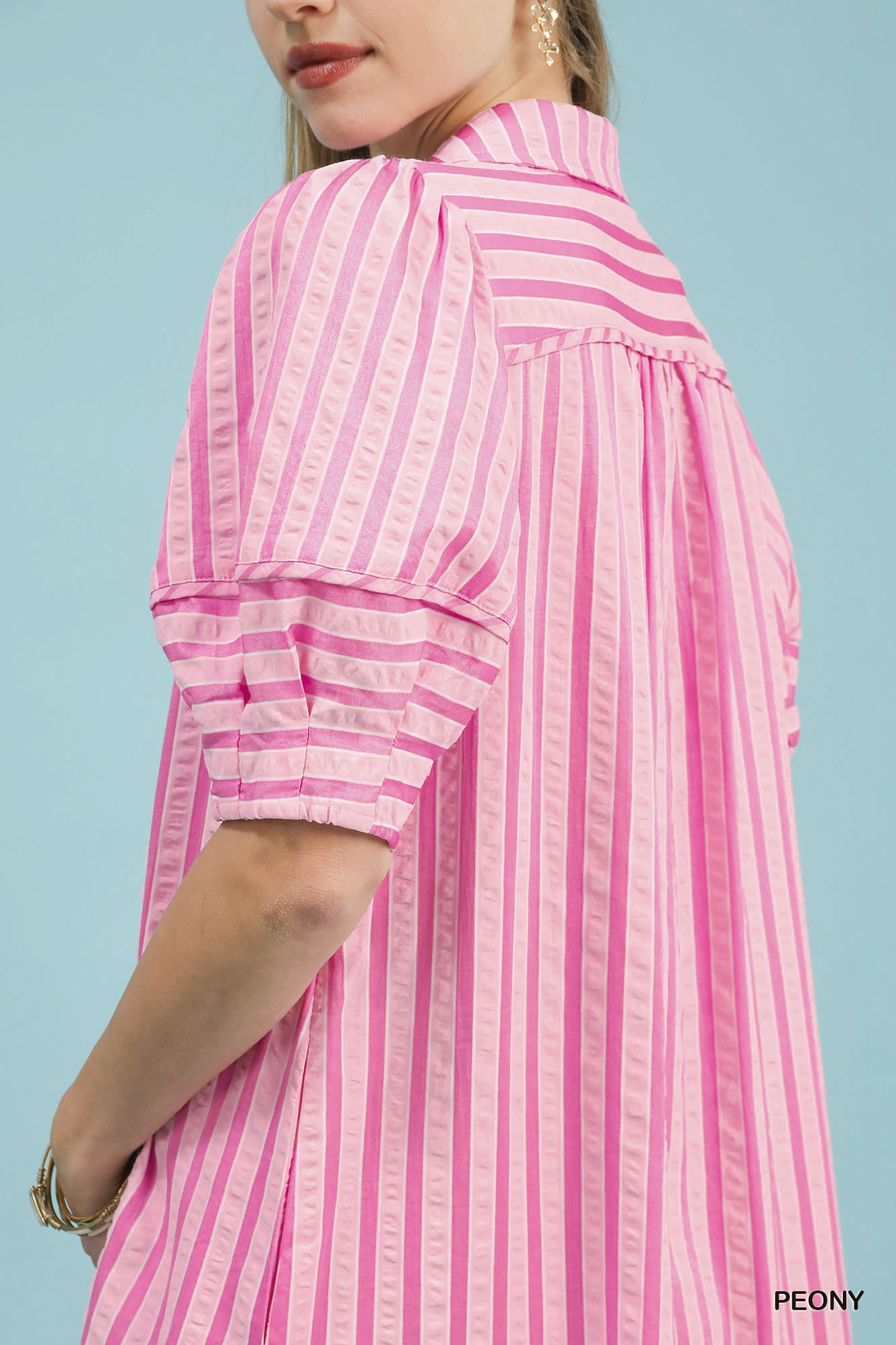 Striped Puff Sleeve Midi Dress, image 5