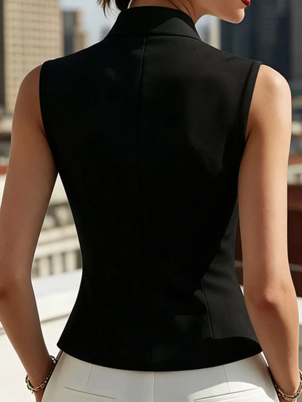 Rose Zip Up Sleeveless Shirt, image 12