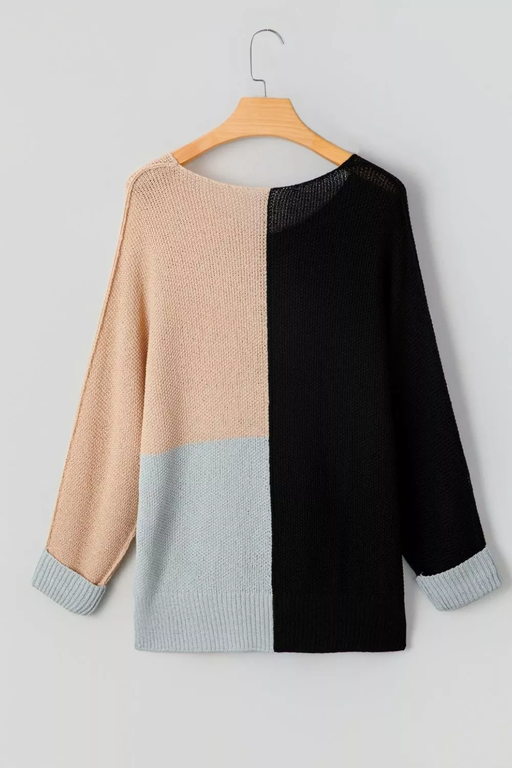 Color Block Knit V Neck Loose Sweater, image 16