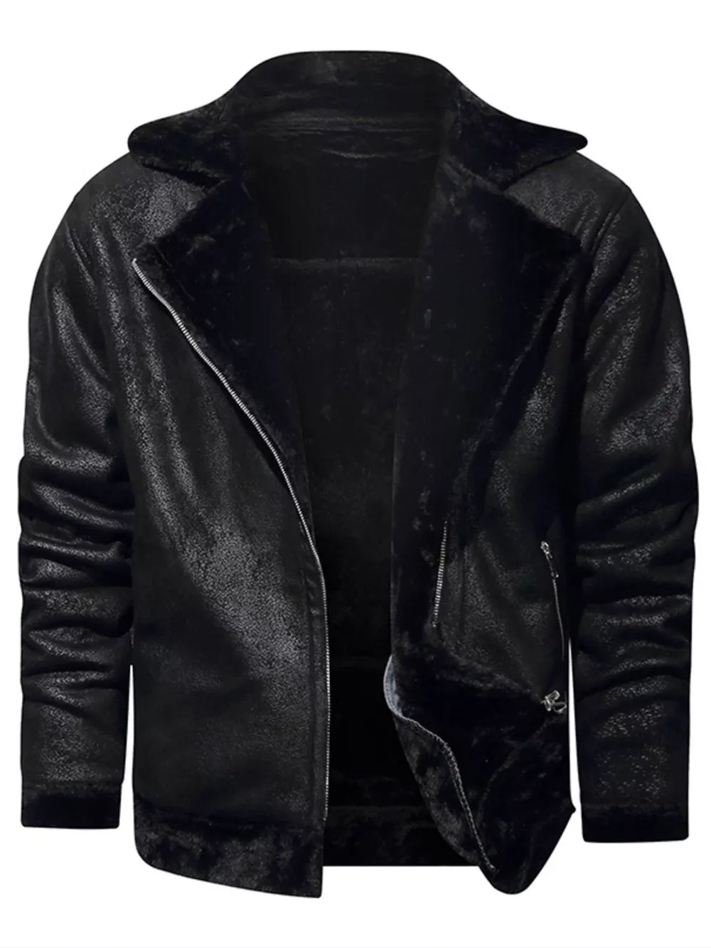 Men's Plus Size Zip Up Fuzzy Outerwear
