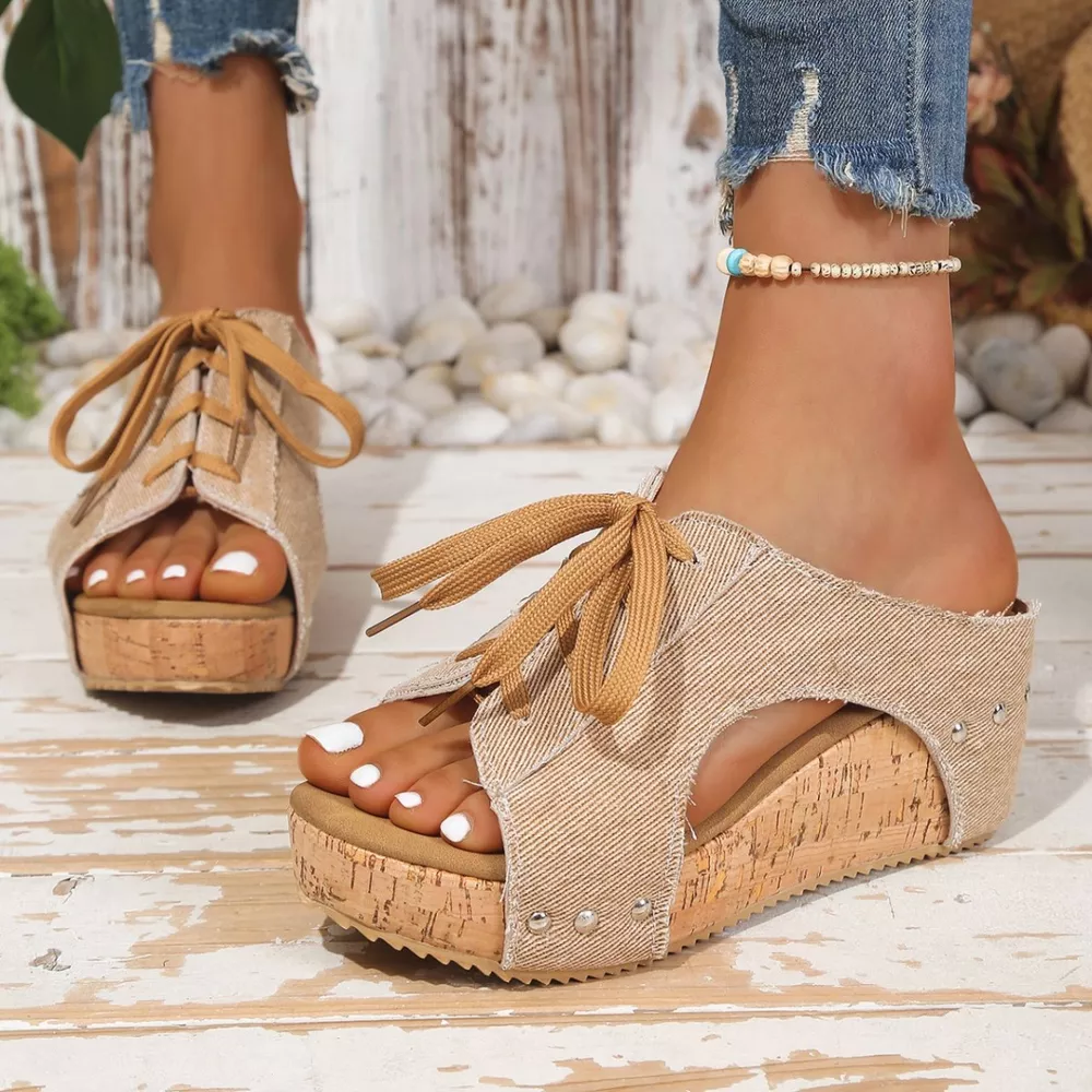 Lace Up Wedge Sandals, image 10