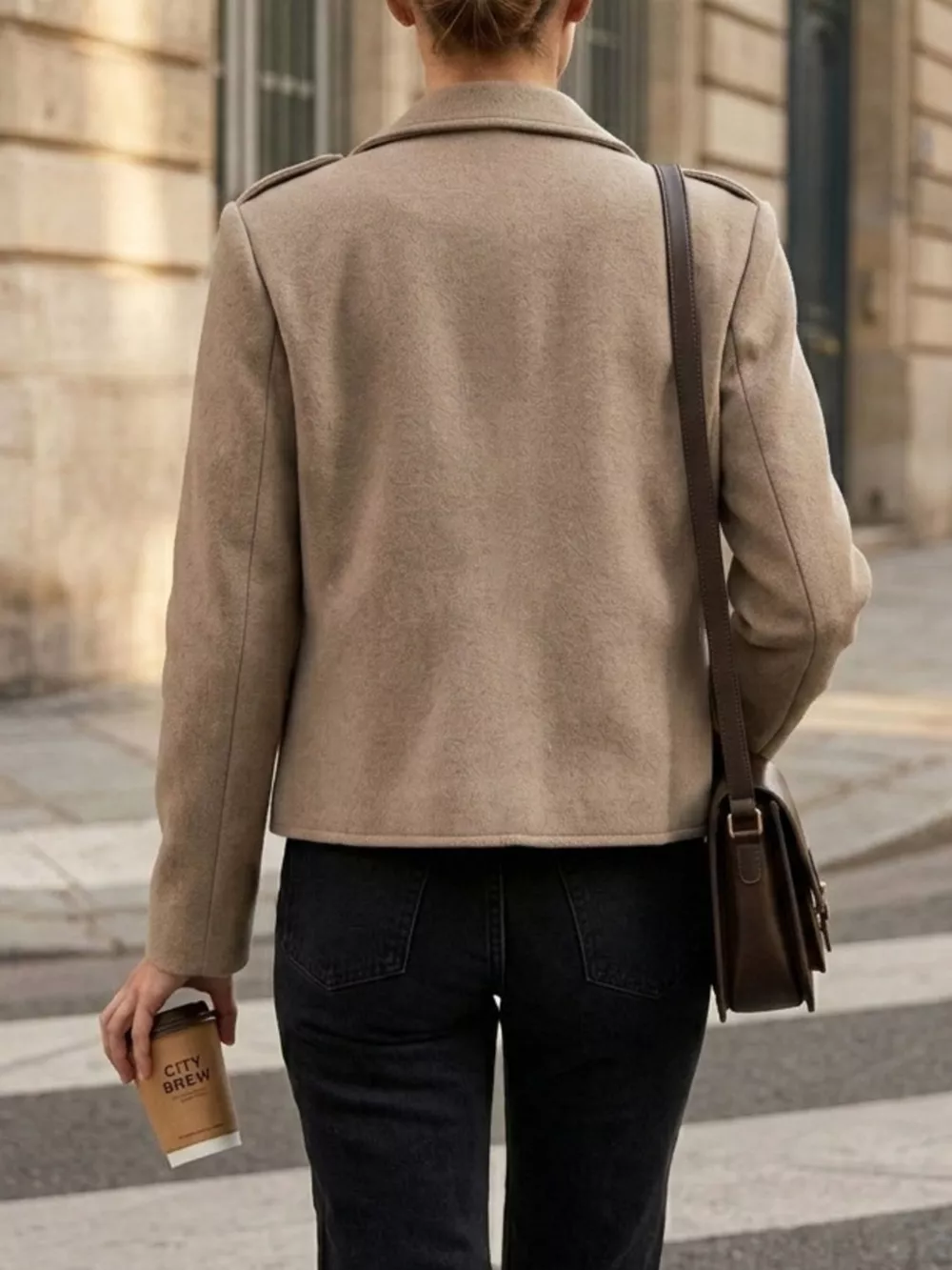 Lapel Collar Cropped Outerwear, image 4