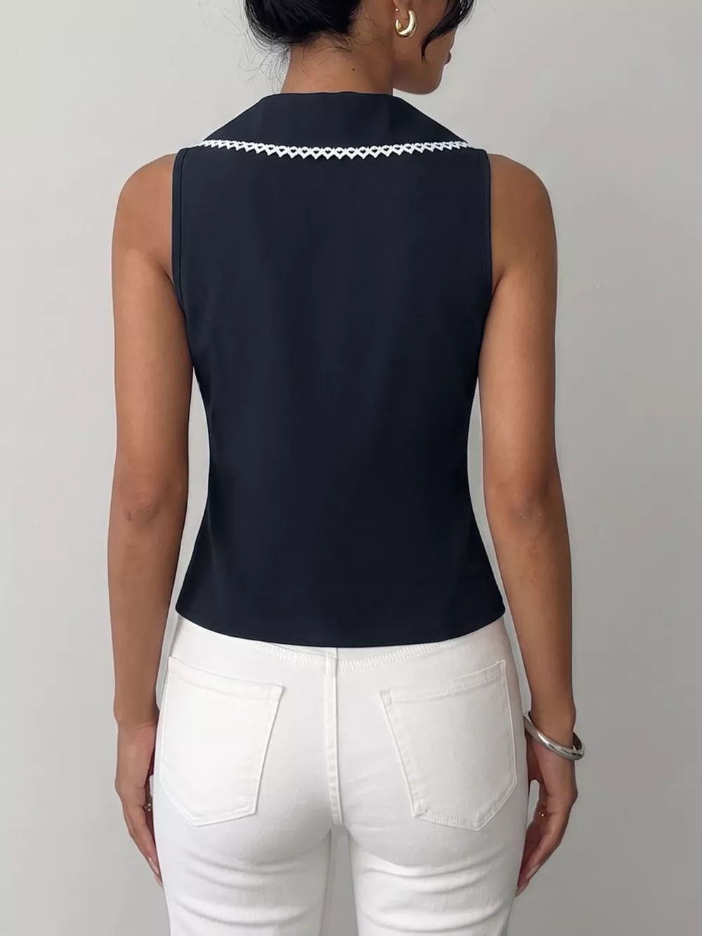 Lace Trim Tie-Front Vest, image 6
