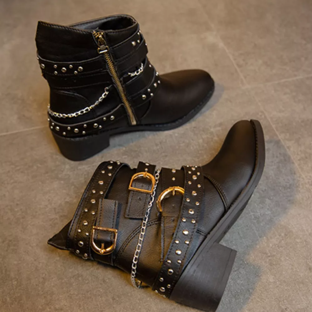 Studded Buckle Ankle Boots, image 10