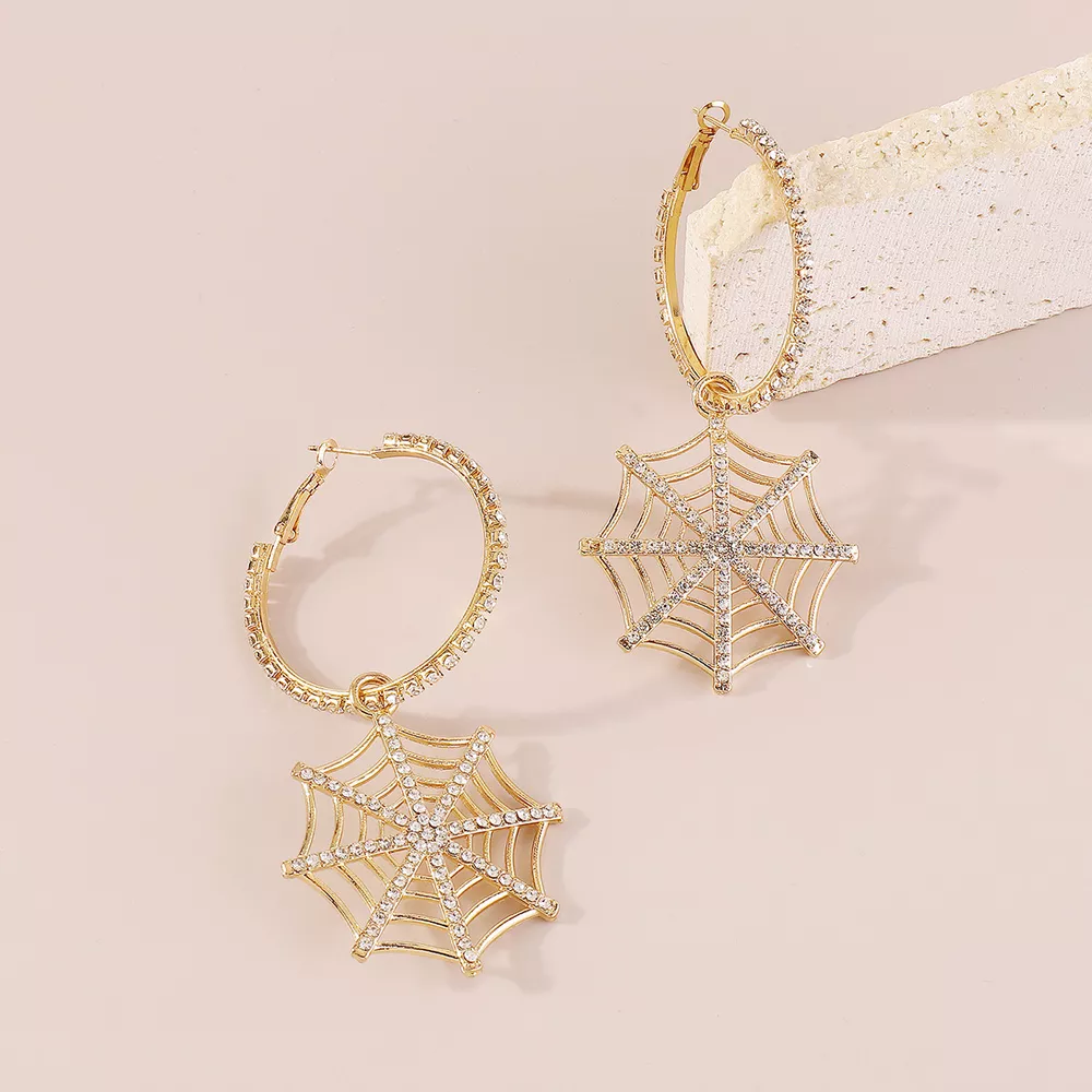 Halloween Spider Web Dangle Hoop Earrings, image 4