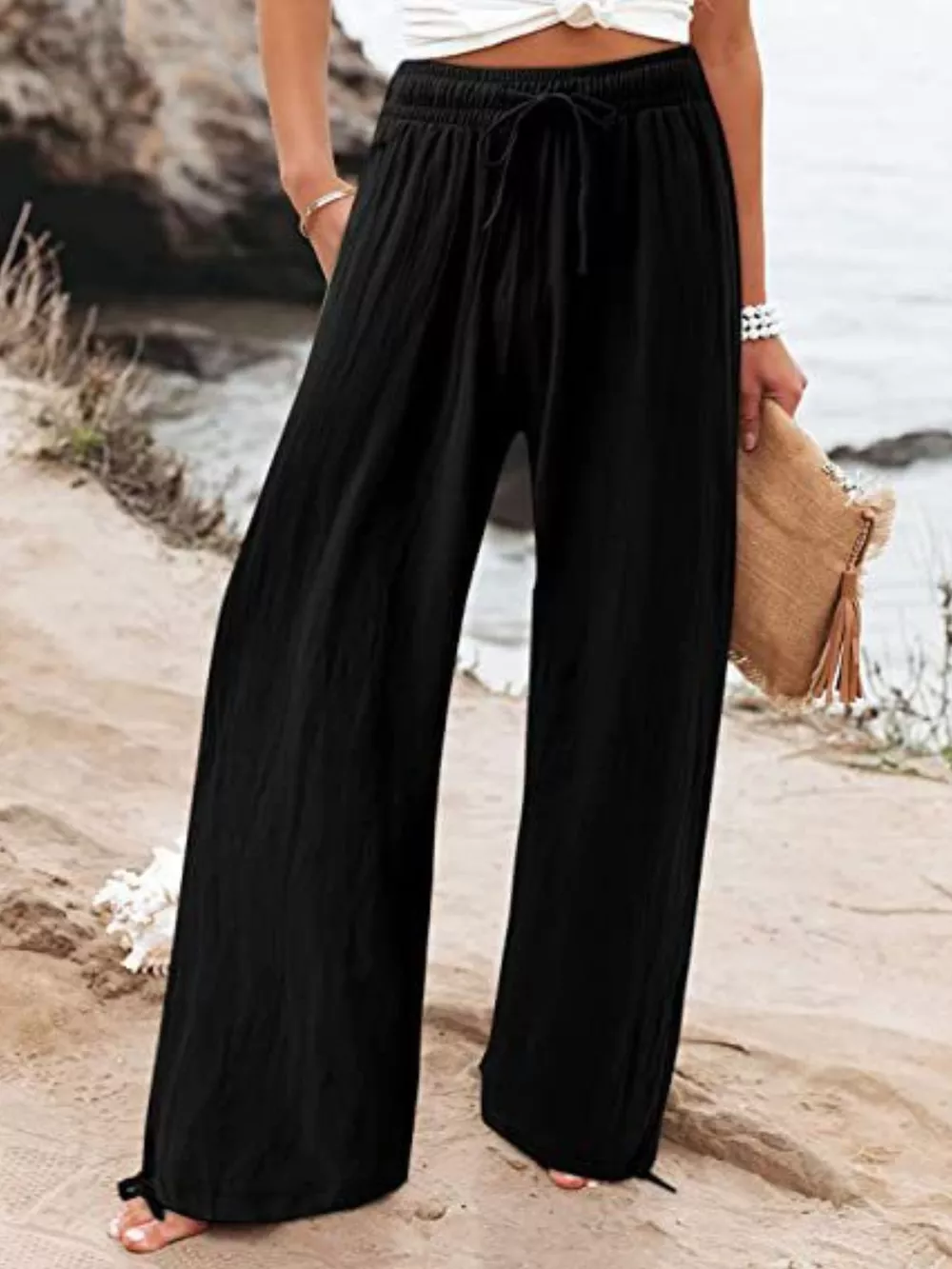Full Size Wide Leg Pants with Drawstring Waist Plus Size, image 9