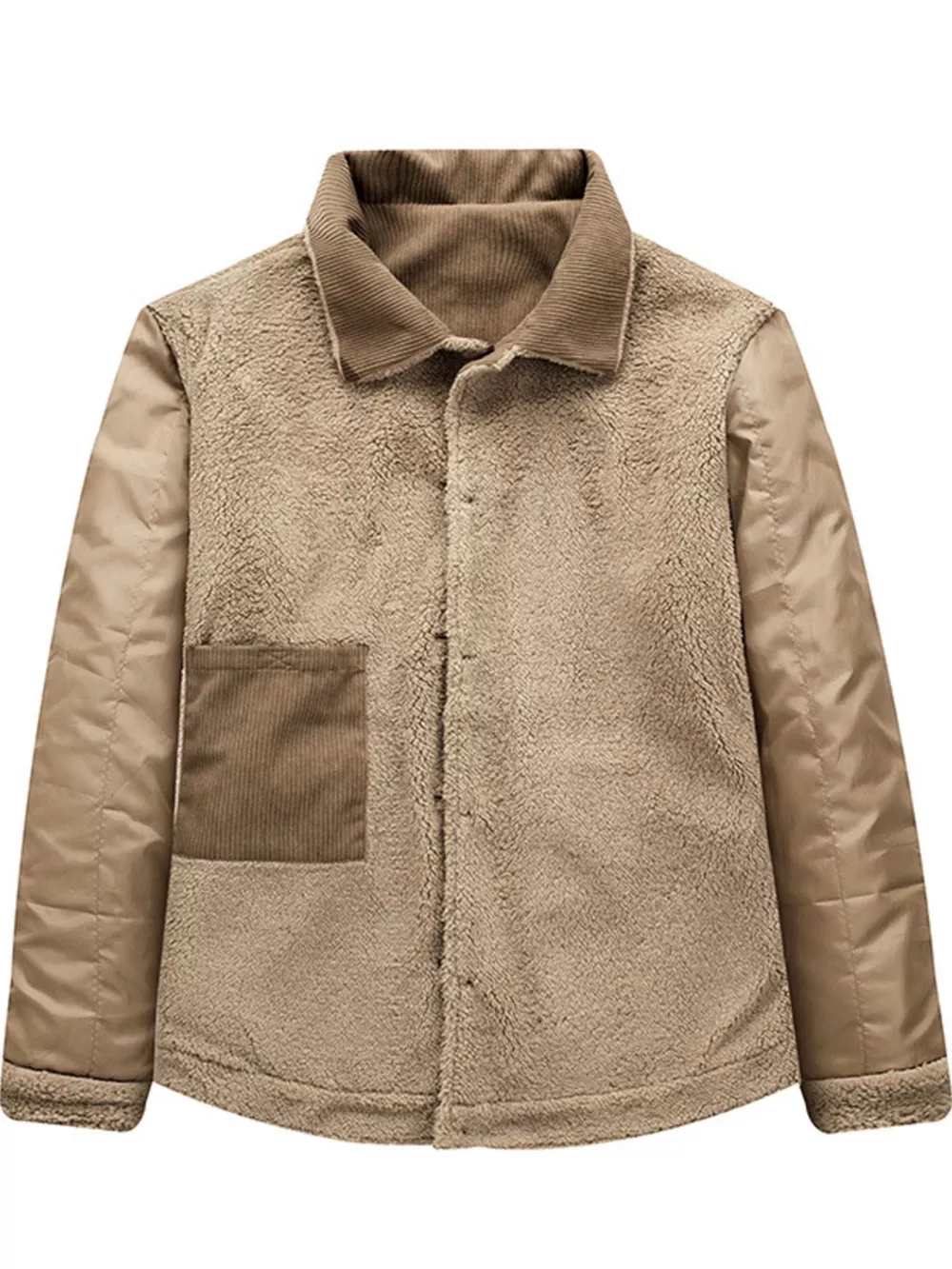 Men's Corduroy Sherpa Lined Button-Up Jacket, image 6