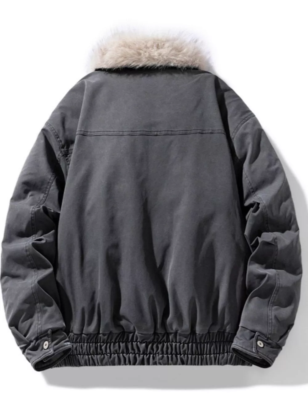 Men's Full Size Fur Collar Zip Up Bomber Jacket Plus Size, image 2