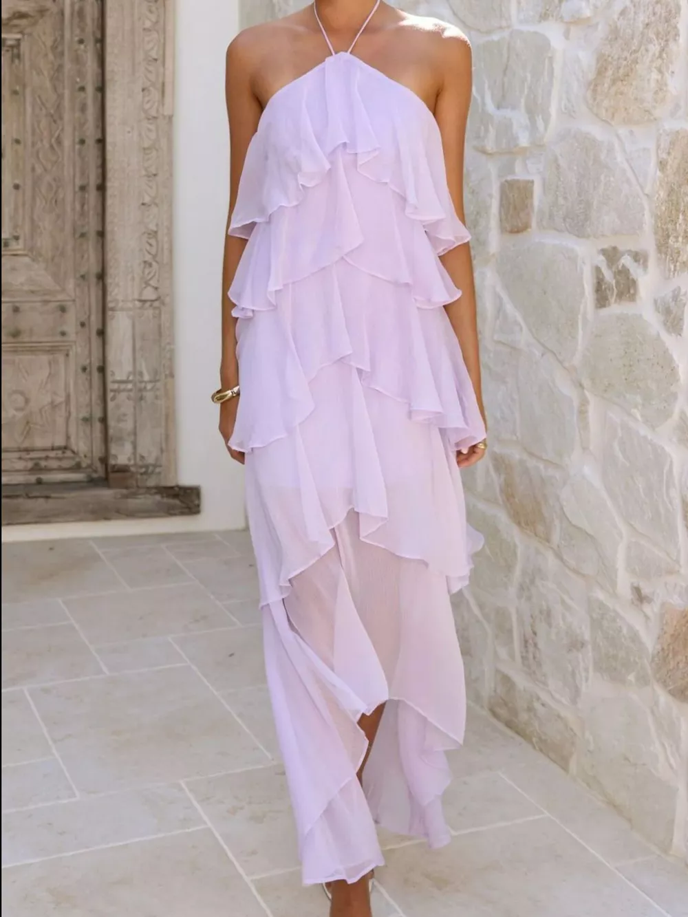 Layered Ruffled Halter Neck Dress, image 12