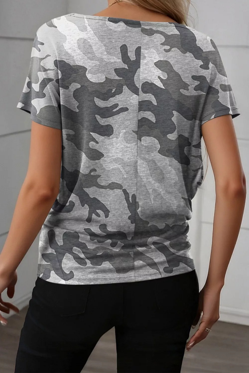 Camouflage Retro American Flag Printed Tee, image 5