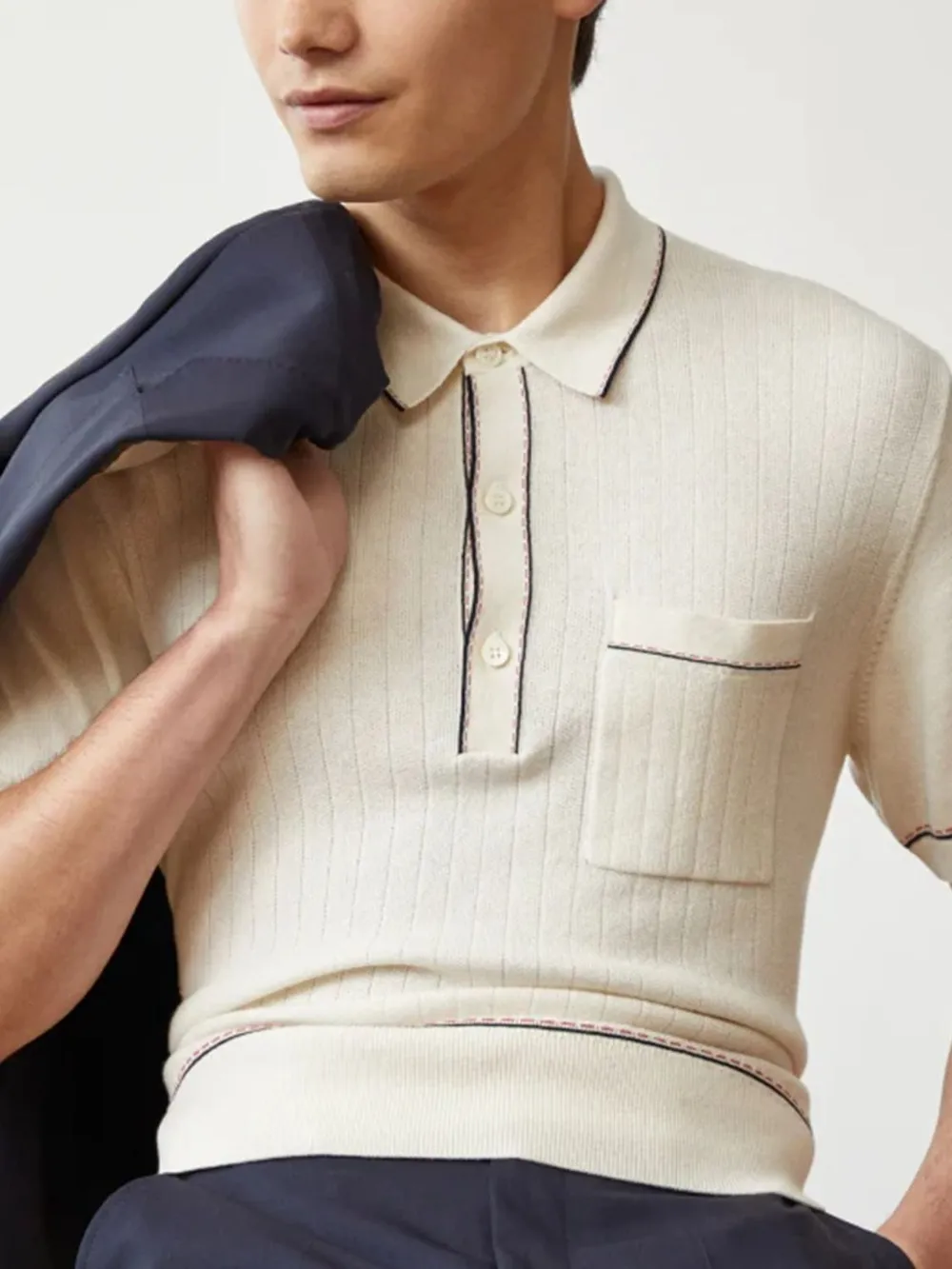 Men's Plus Size Button Detail Short Sleeve Polo, image 2