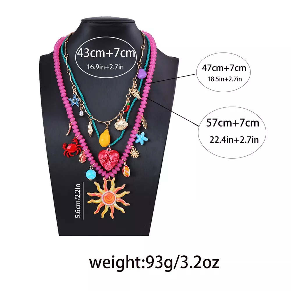 3-Piece Vibrant Summer Beach Charm Necklace, image 5