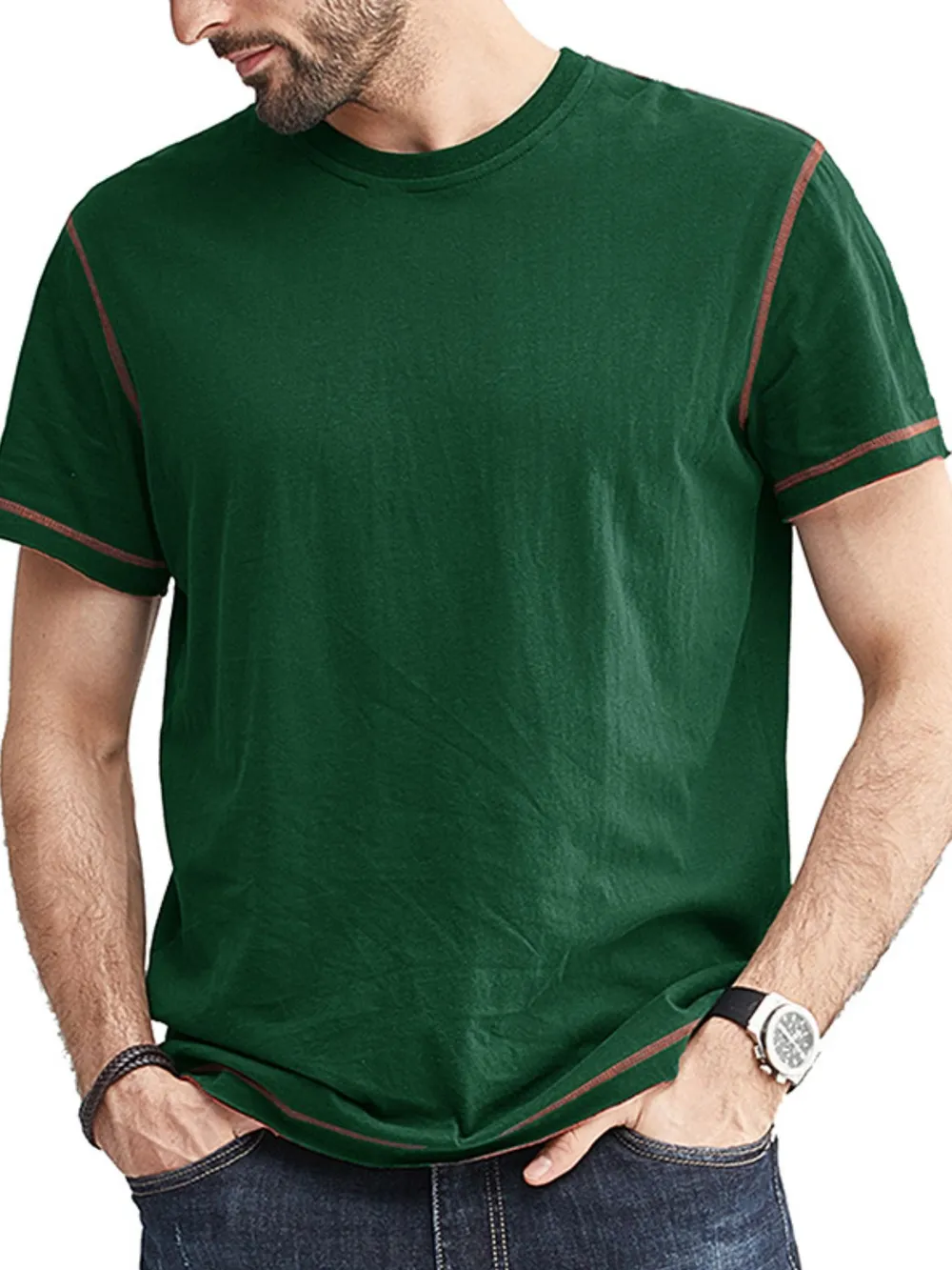 Men's Classic T-Shirt with Contrast Piping, image 7