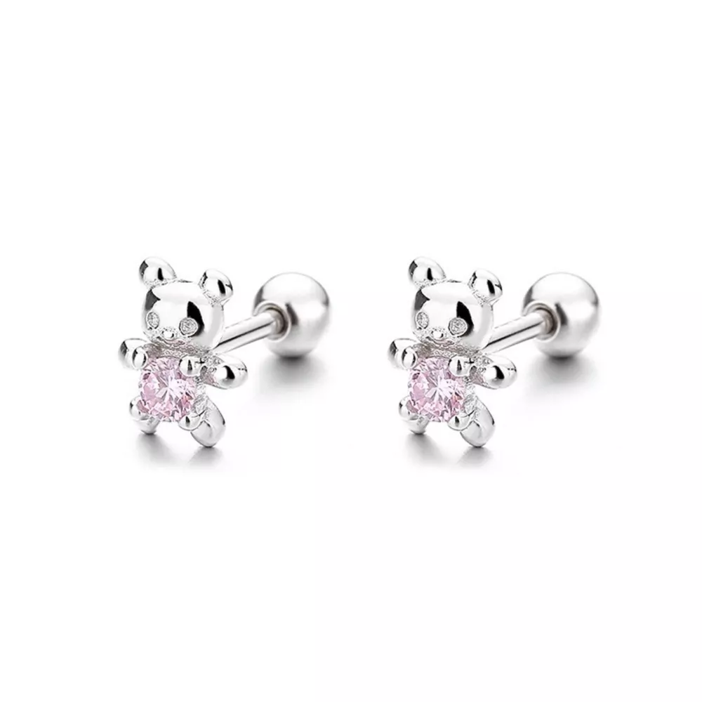 925 Sterling Silver Bear Stud Earrings, image 5