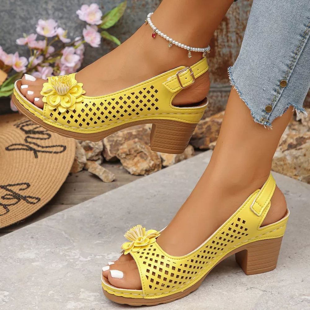 Floral Accent Block Heel Sandals, image 26