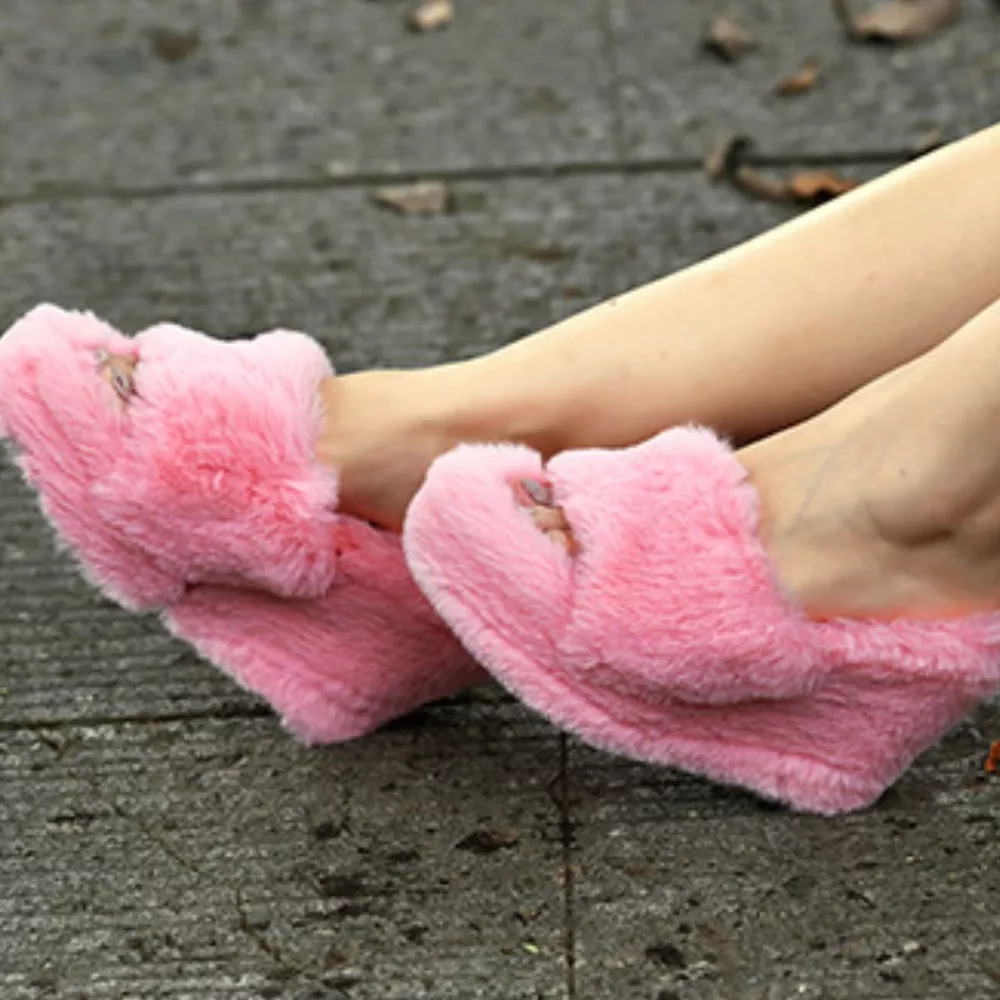 Fluffy Platform Wedge Slippers, image 6