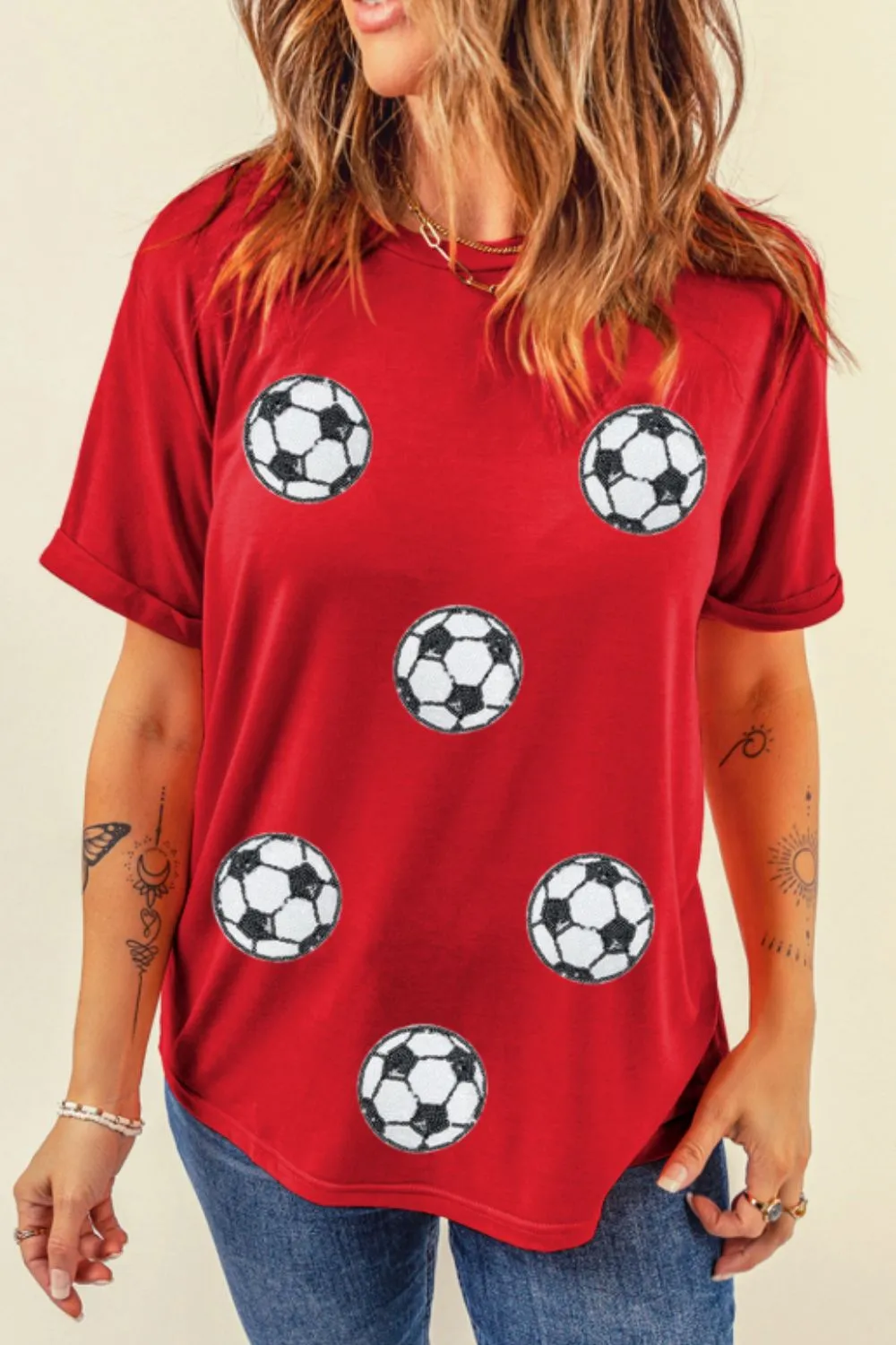 Football Round Neck Short Sleeve T Shirt, image 12