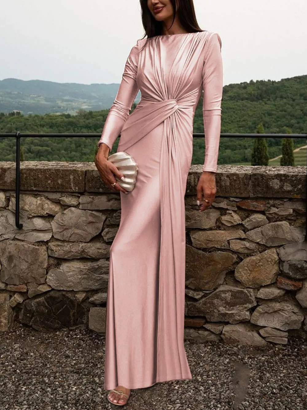 Twisted Long Sleeve Maxi Dress, image 4