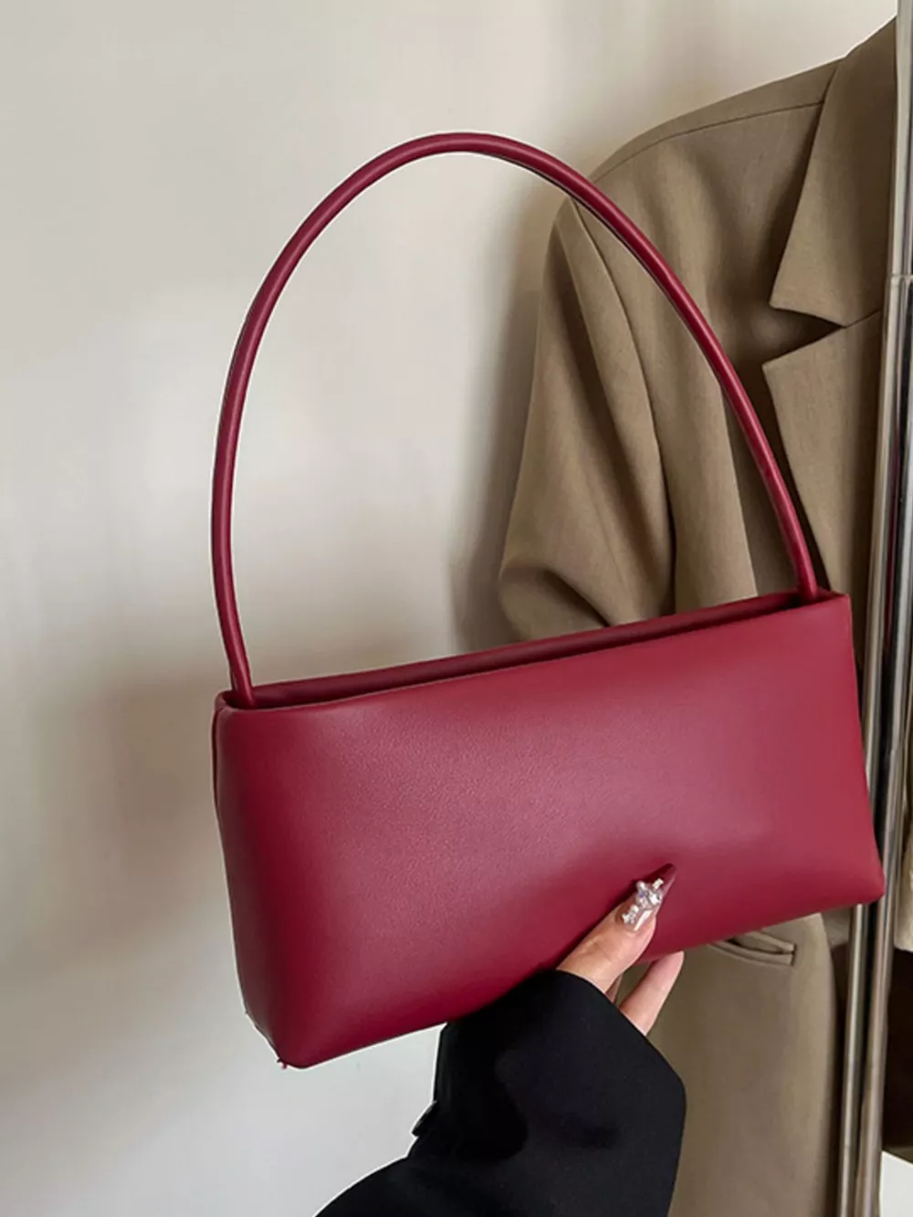 Leather Rectangular Shoulder Bag, image 8