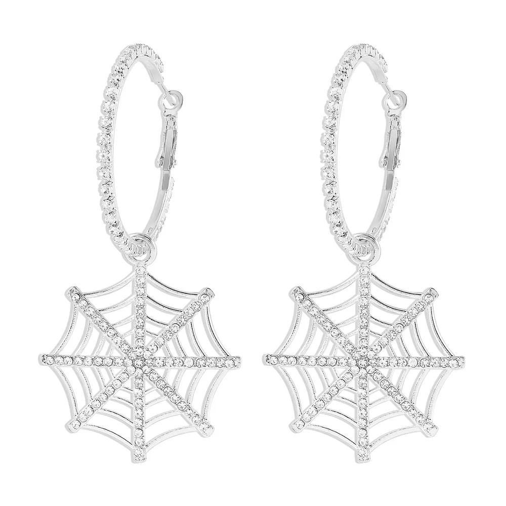 Spider Web Dangle Hoop Earrings, image 12