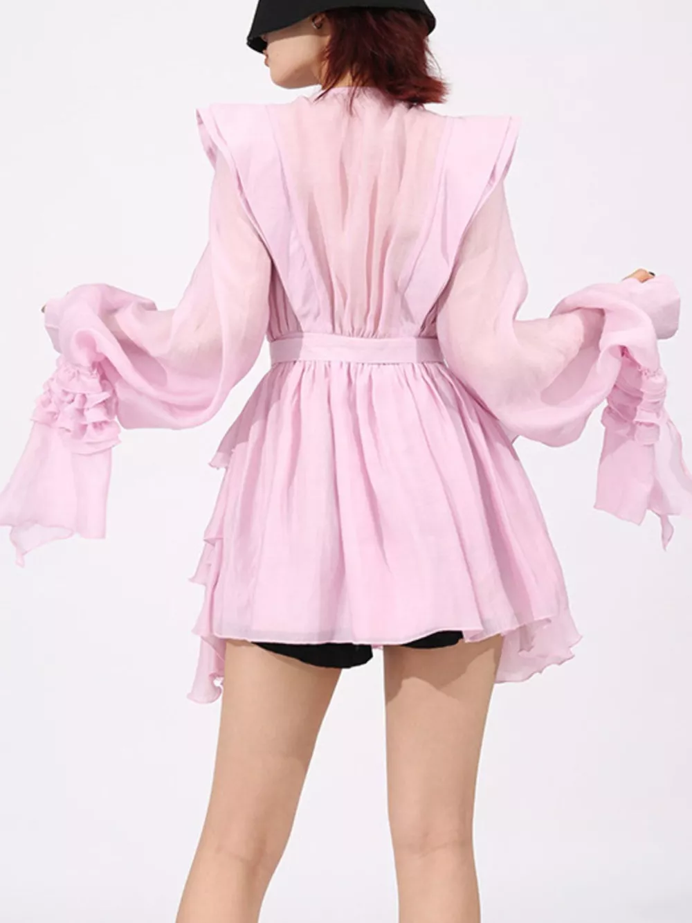 Ruffled Layered Long Sleeve Mini Dress, image 5
