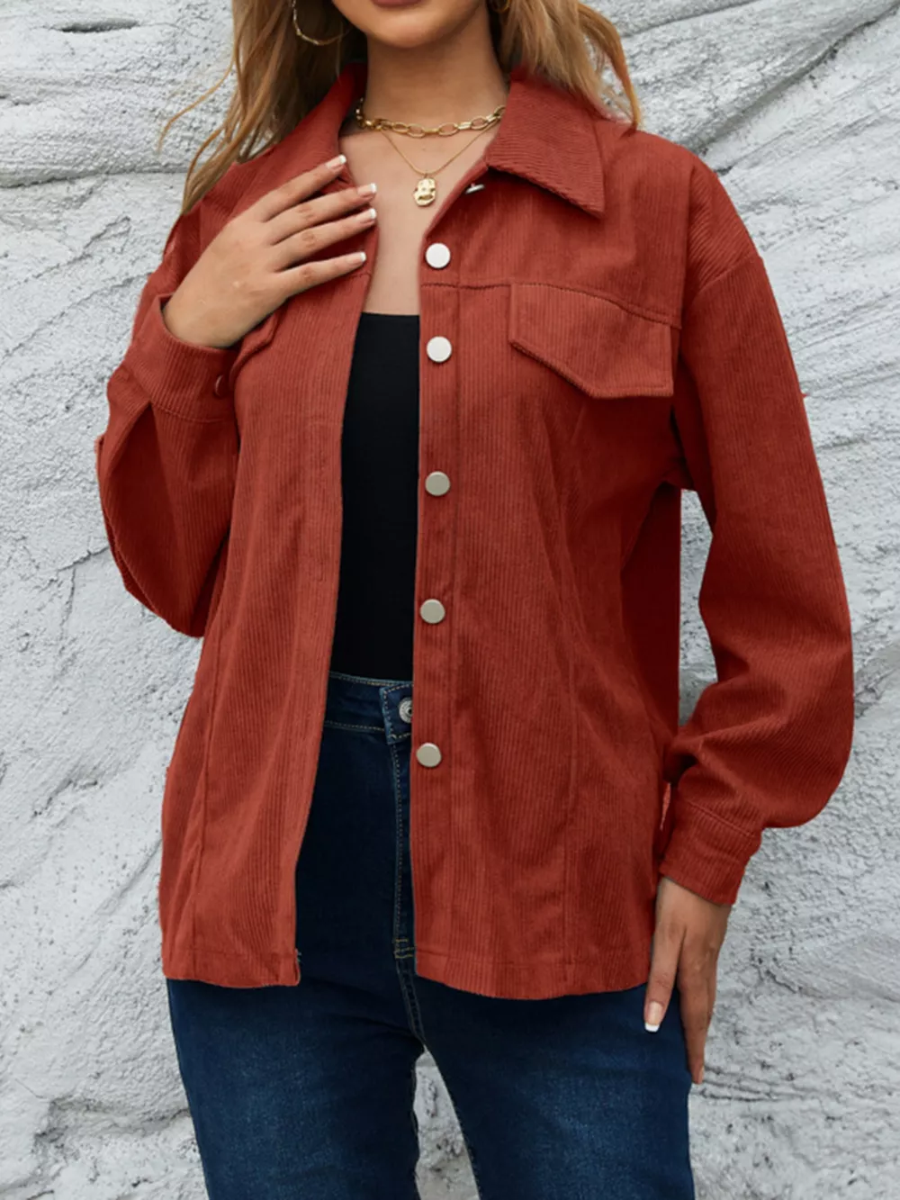 Corduroy Button-Down Shacket, image 8