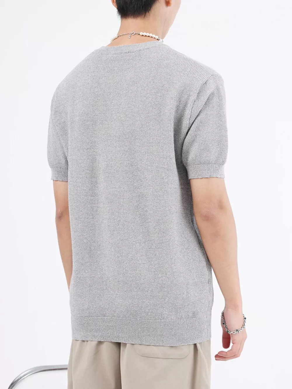 Men's Plus Size Casual Knit Henley T-Shirt, image 6