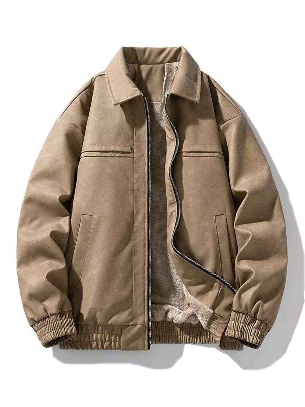 Men's Plus Size Fleece Lined Zip Up Jacket, image 4