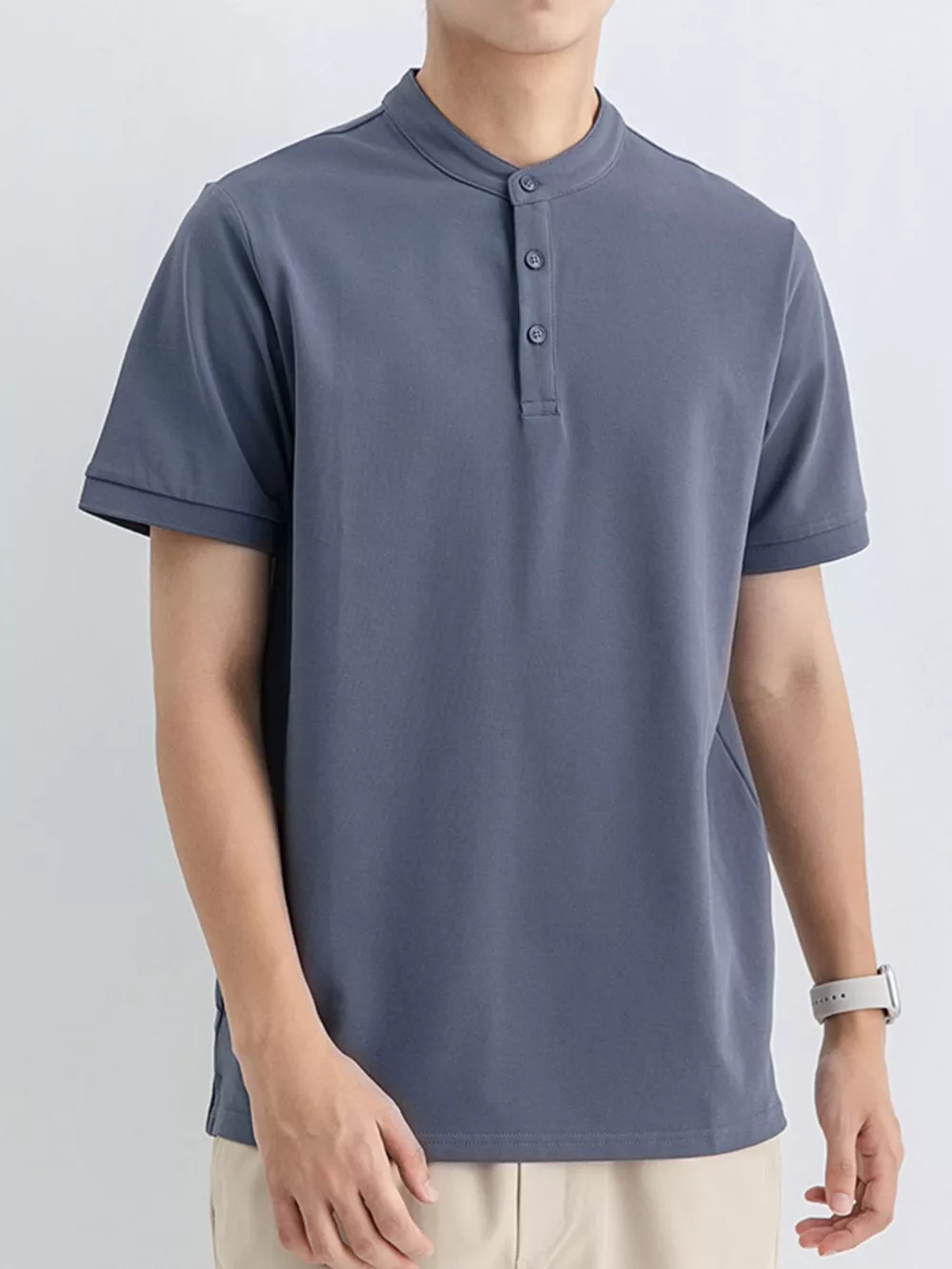 Men's Plus Size Button Detail Short Sleeve Top, image 7