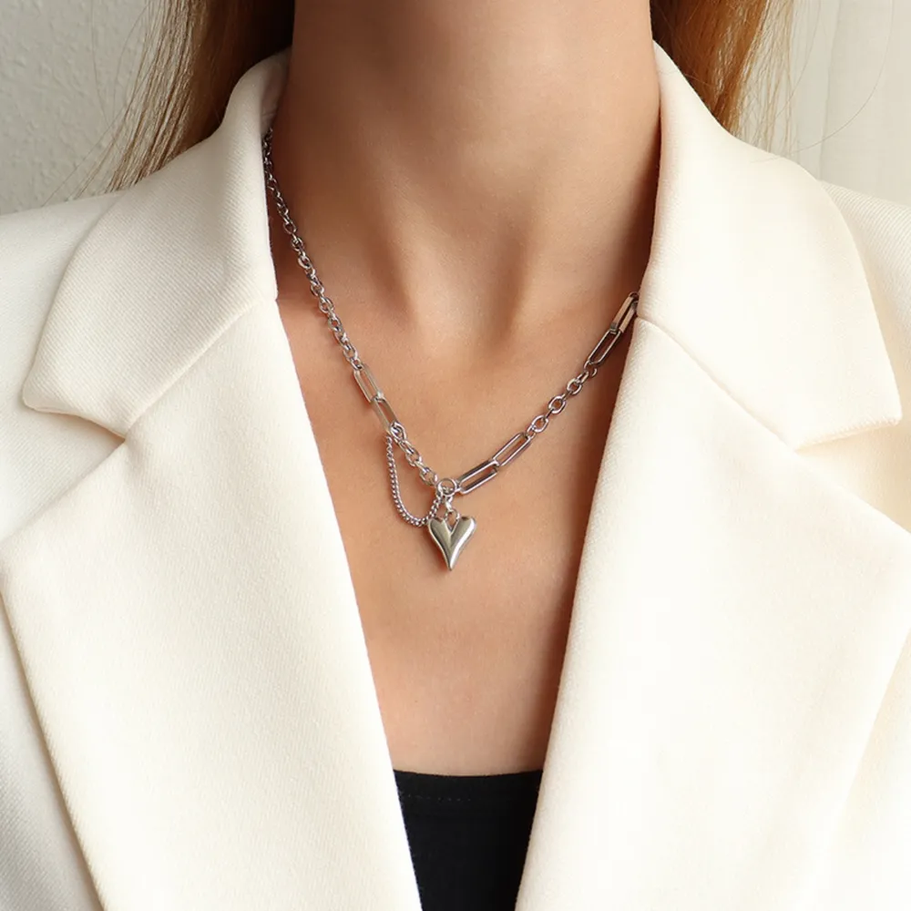 Titanium Steel Heart Pendant Necklace, image 4