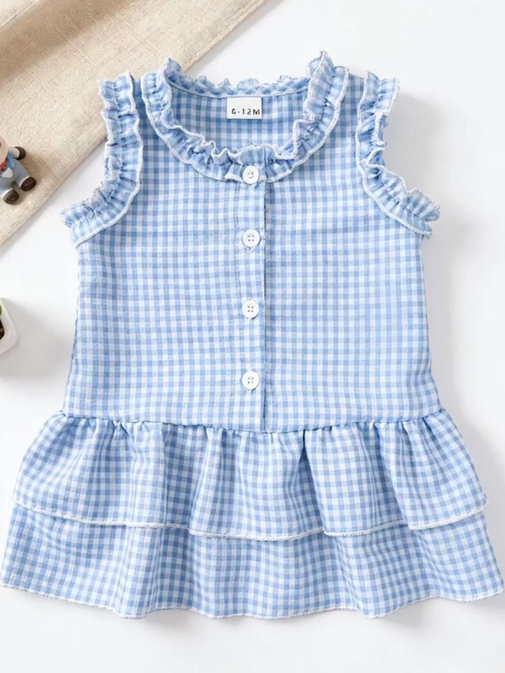 Children's Ruffled Gingham Sleeveless Dress, image 2