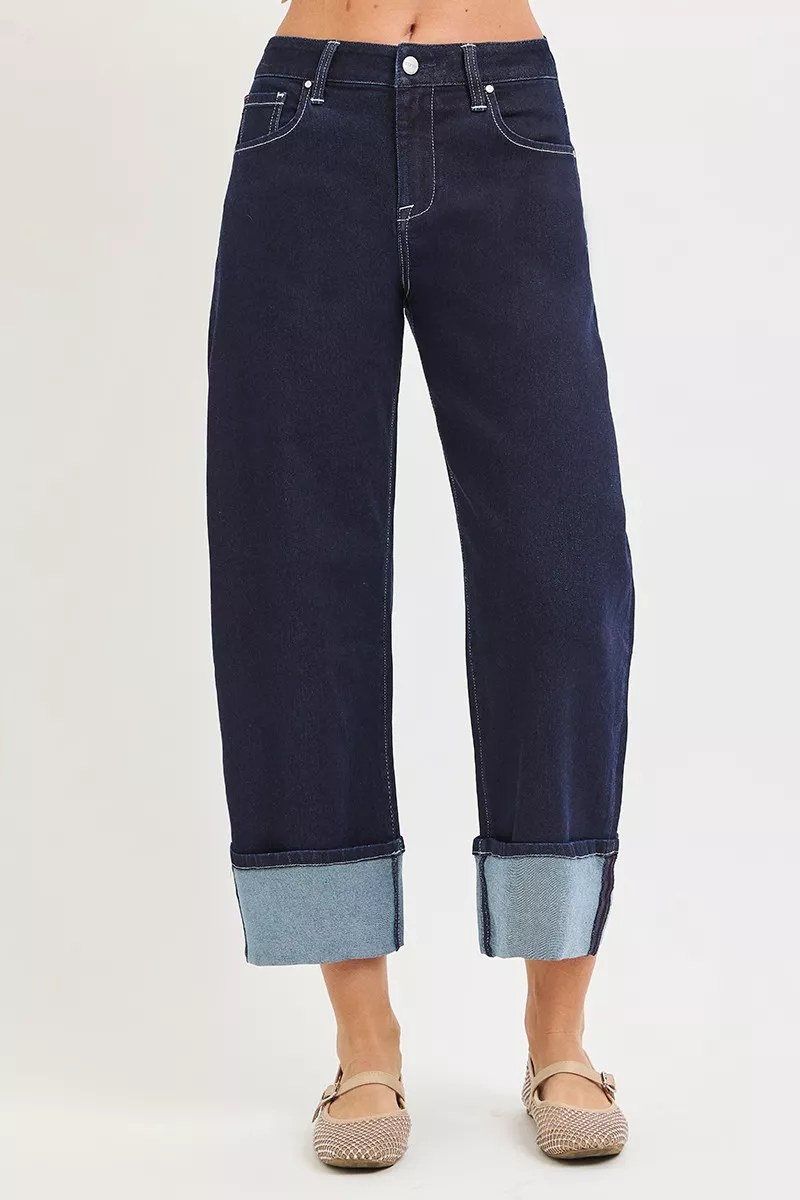 Slouchy Crop Barrel Cuffed Hem Jeans, image 5