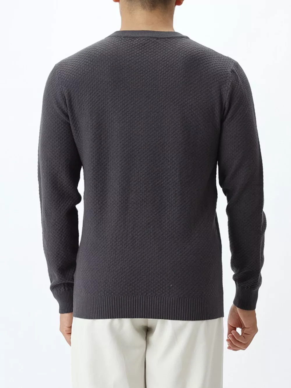 Men's Plus Size Textured Crew Neck Sweater, image 12