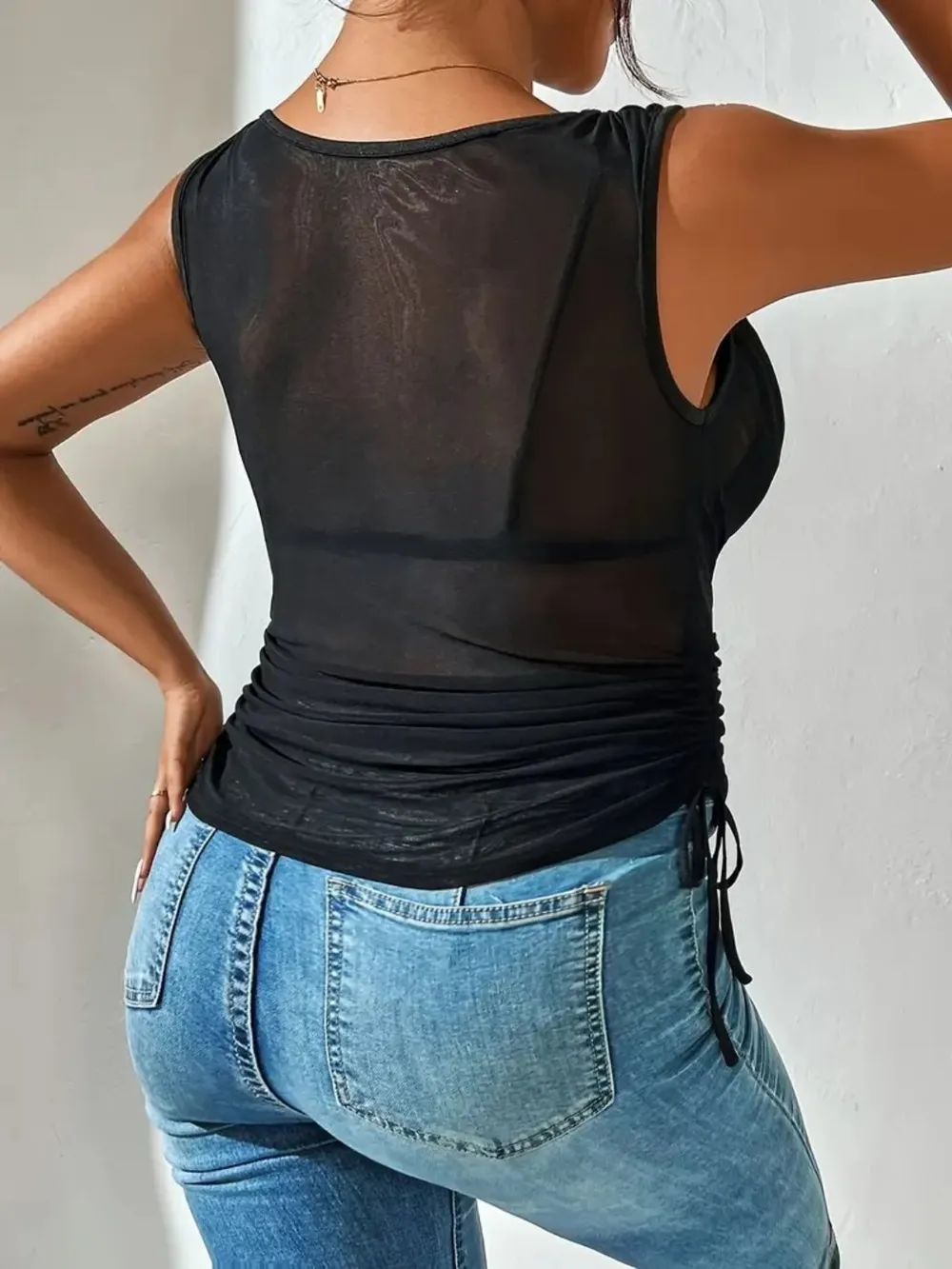 Side Drawstring Ruched Tank, image 5