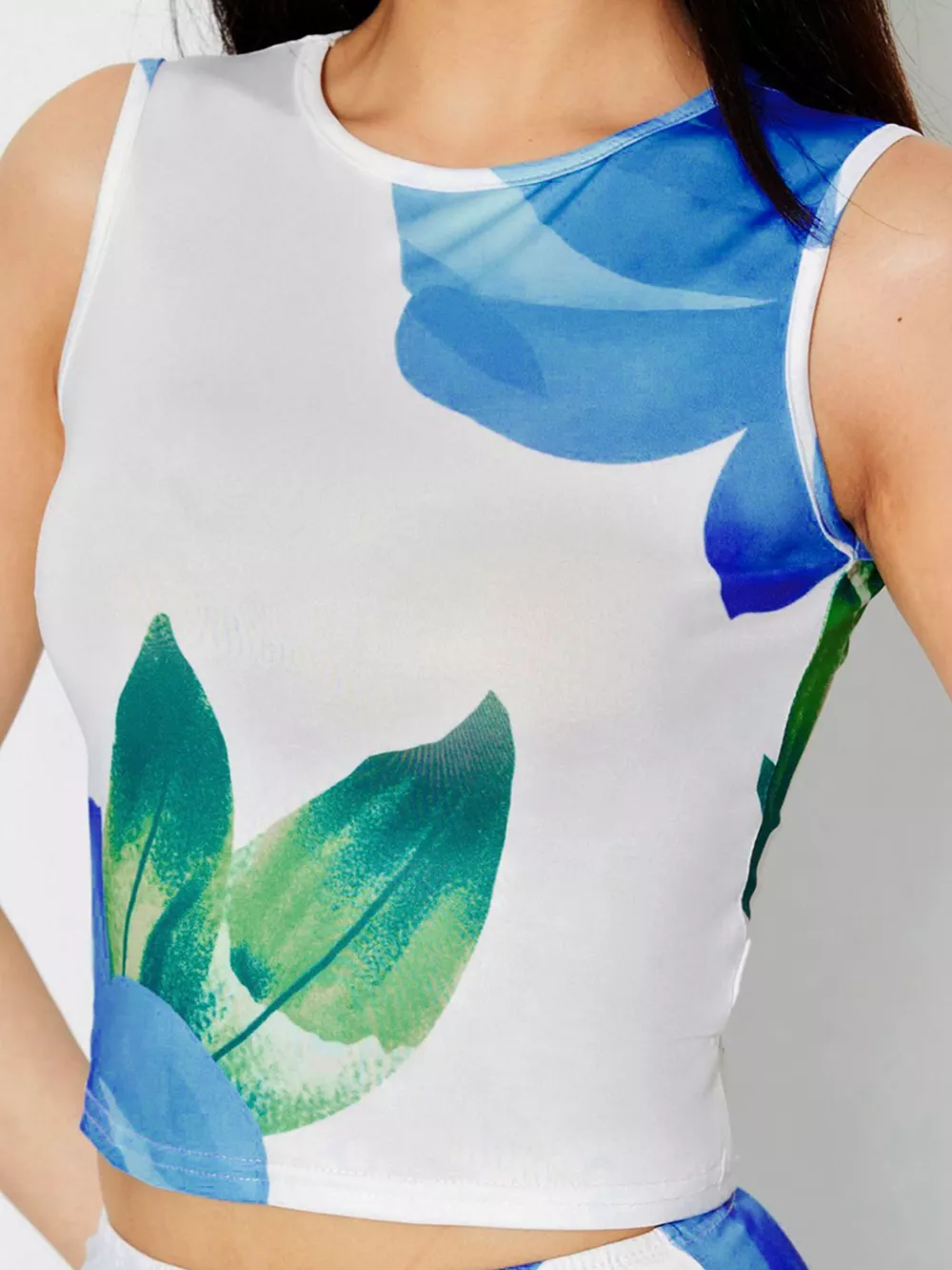 Floral Print Sleeveless Crop Top & Bodycon Maxi Skirt Set, image 3